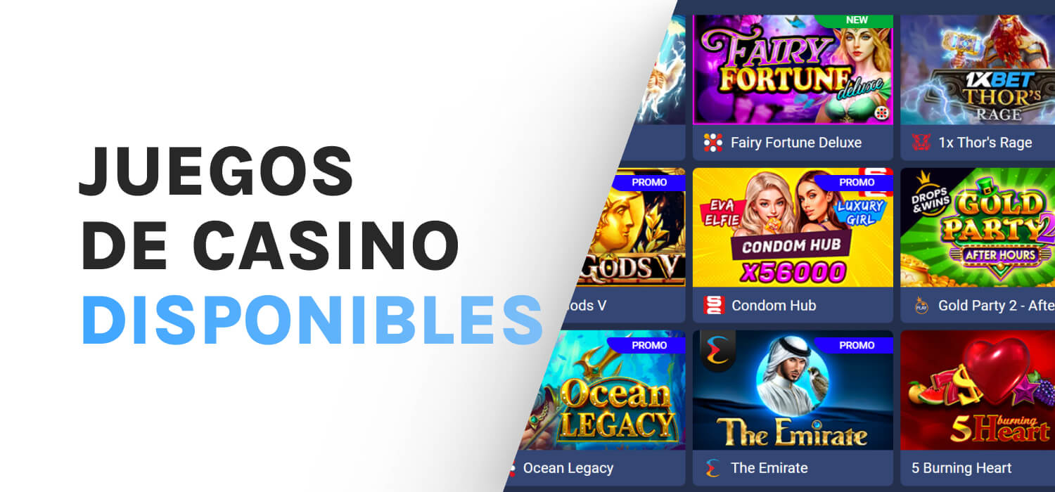 Juegos de casino disponibles en la aplicación 1xbet